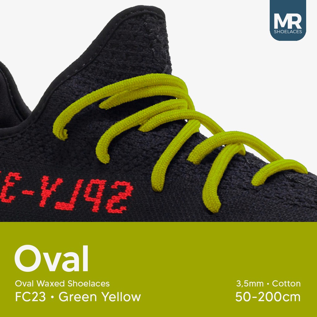 MR Shoelaces FC23 Green Yellow Tali Sepatu Lilin Oval 3.5mm (Waxed Laces) 50cm 70cm 80cm 100cm 120cm 150cm 200cm - Premium Shoelace