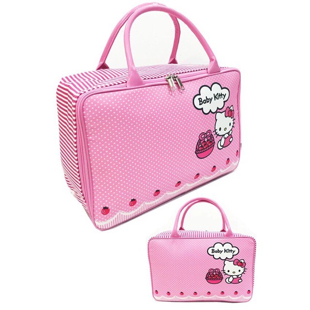 Barnik TRAVEL BAG SUPER KANVAS HELLO KITTY Dewasa dan Anak ( Tas Koper Jinjing Renang Piknik )