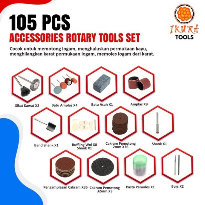best seller] IKURA 105 Pcs Mata Tuner Bor Potong Aksesoris Mini Grinder