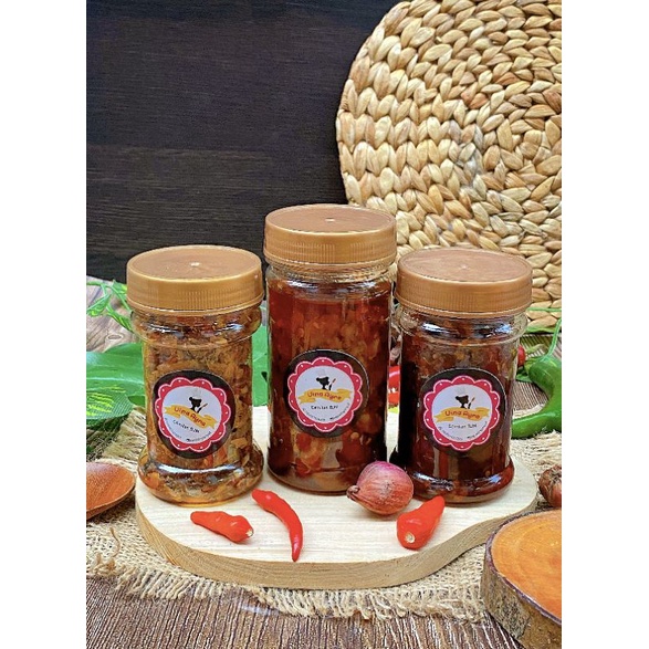 

PROMO!!! 1 PAKET ISI 3 Sambal baby cumi + tongkol suwir + sambal ikan asin