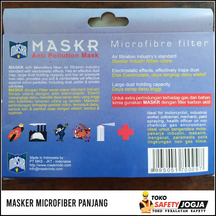 MASKER MASKR MICROFIBER TYPE LONG ANTI VIRUS DAN BAKTERI