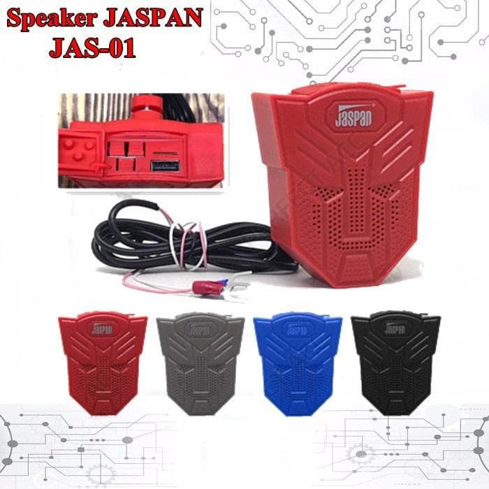 Speaker Bluetooth Aki dan Charger Motor Waterproof Jaspan  Multifungsi JAS01 High Quality