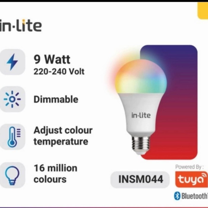 INLITE Lampu LED Bulb Smart Bluetooth 9W INSM044 Warna Warni RGB