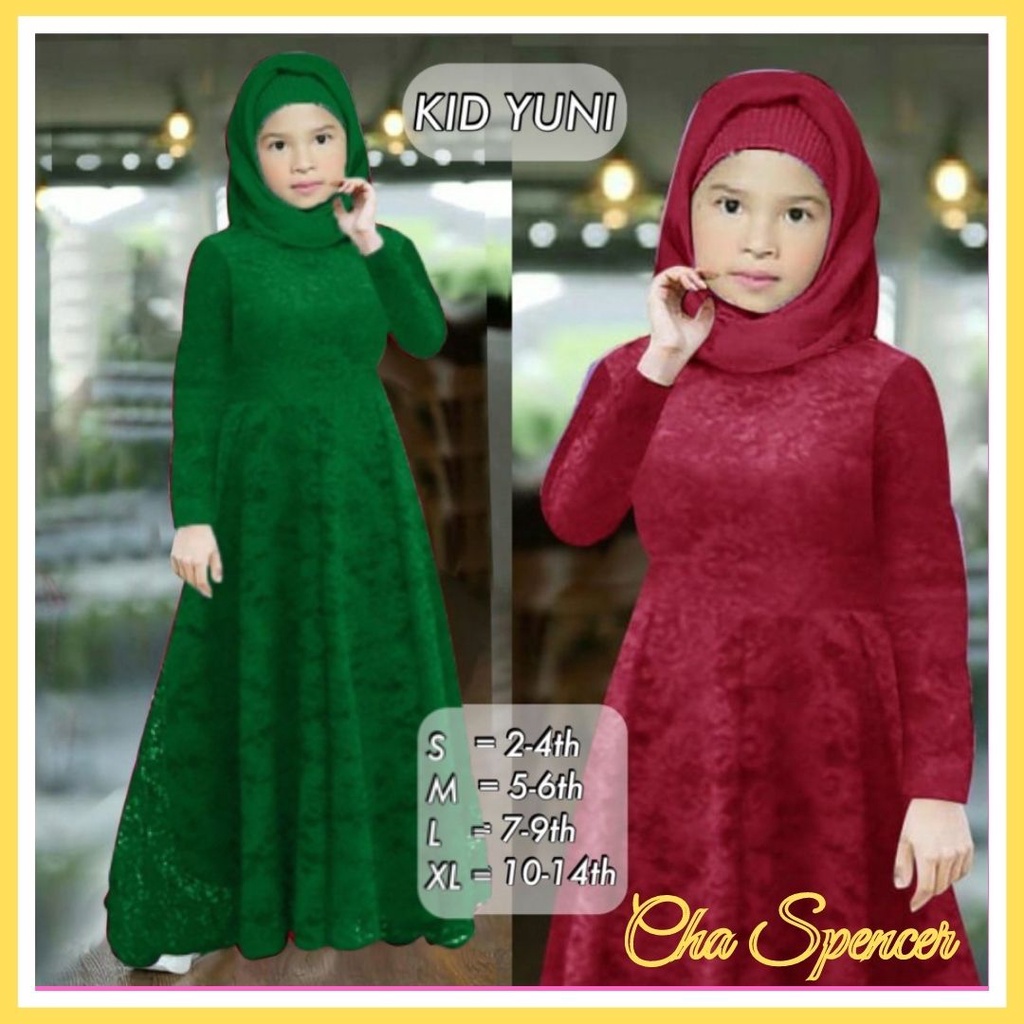 Baju Gamis Brukat Maxi Dress Pesta Lilac Anak Muslim Perempuan Remaja Tanggung Usia 2 3 4 5 6 7 8 9 