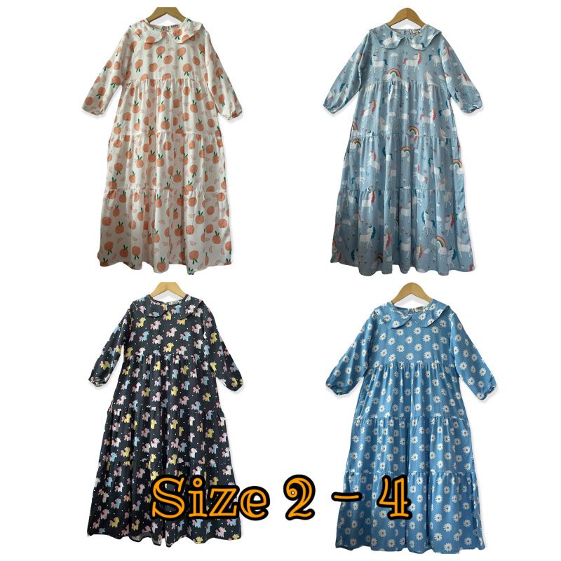 [GROSIR] GAMIS NAIRA 2-4 GAMIS RAYON ANAK NEECA KIDDOS SIZE 2,4 TAHUN