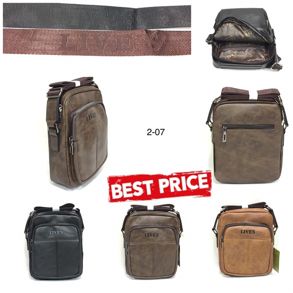 Tas Slempang Selempang Pria Laki Cowo Kulit Sling Travel Bag Impor Ori Asli PU Leather : 2 - 07