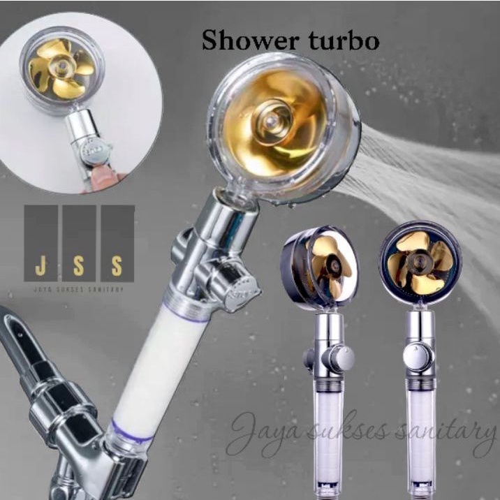 Turbo Fan Shower Head Water Saving High-Pressure Rainfall Propeller ABS Jet Shower Head 360 Rotation Toilet Bathroom Accessories