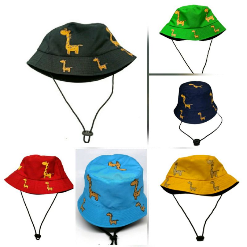 Bucket Hat Anak Tali/ Bucket Hat Anak Sablon Jerapah