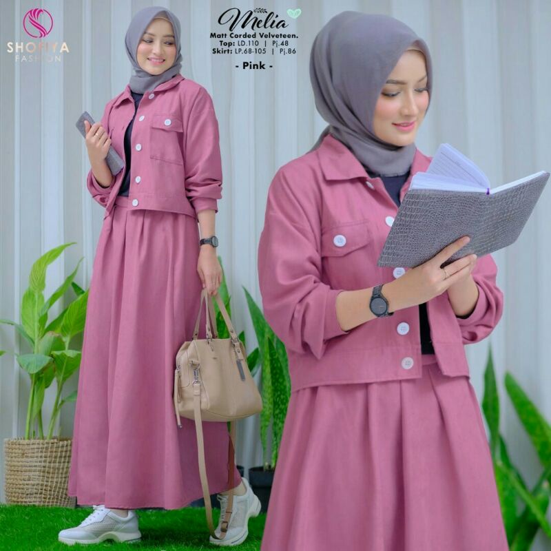 SELVI,NAYA,NIKKY, MELIA,FRIDA,GIVA ,ILONA One Set 2 in 1(outer &amp; skrit) Ori by Shofiya