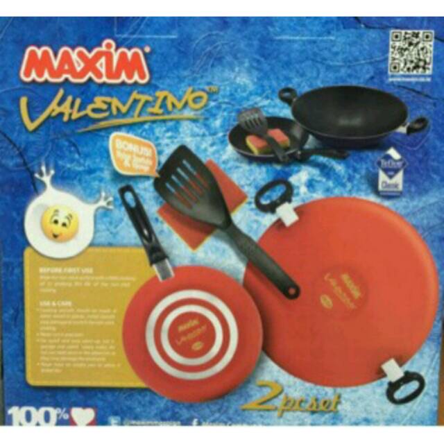 Mamachop Maxim Valentino Set 2pc  Wajan 30cm Frypan 22cm Bonus Spatula N Spons