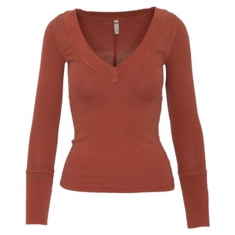 Urban Outfitters Long Sleeve V-neck Solid