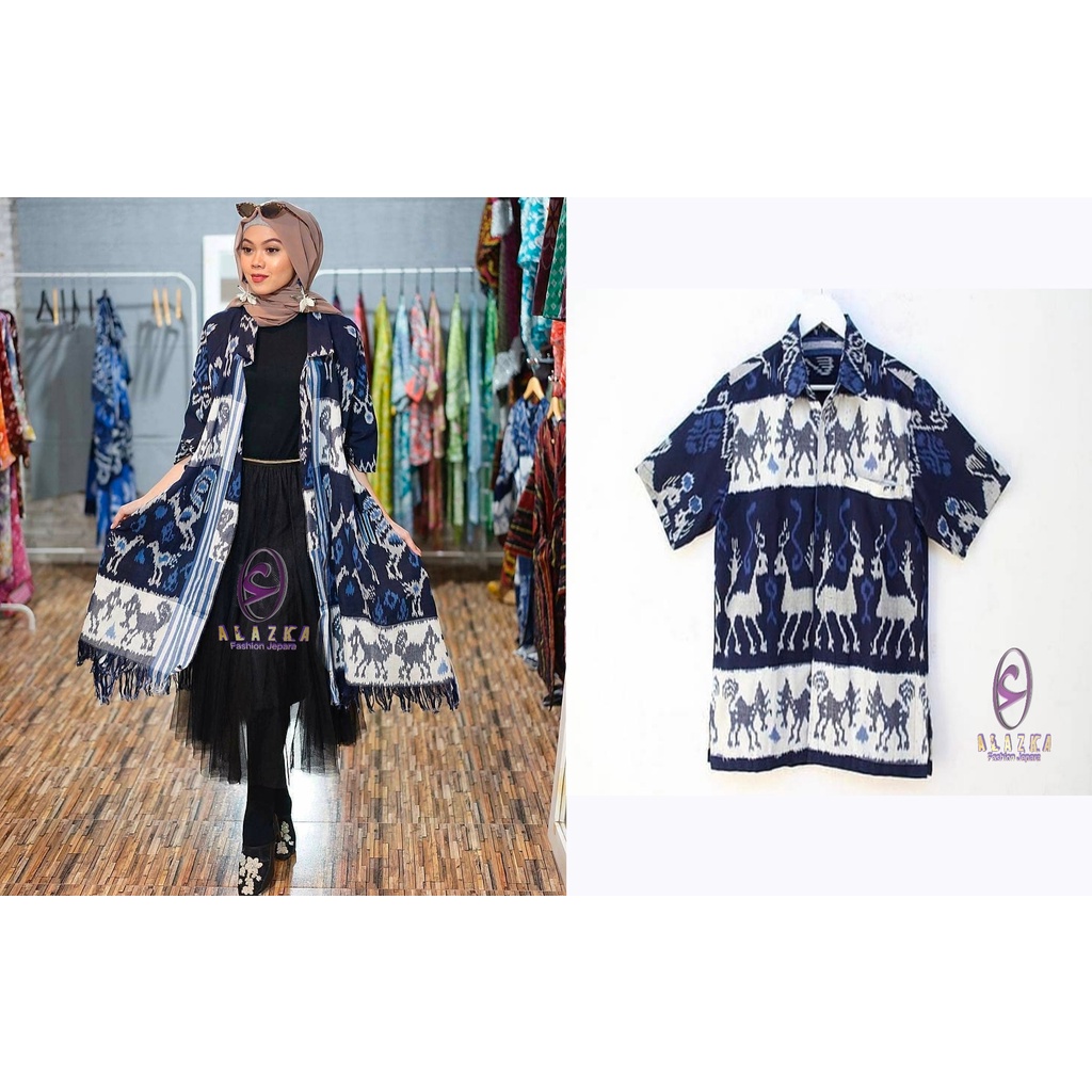 BAJU TENUN MOTIF HEWAN | BAJU TENUN COUPLE PRIA DAN WANITA | BAJU TENUN OUTER | BAJU KEMEJA TENUN | 