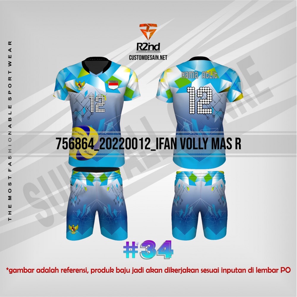 Jersey Baju Kaos Volly Full Printing Atasan Olahraga Voli Pria Mizuno (Beli 2 +1)