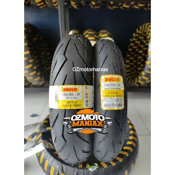 Paket Ban Pirelli Diablo Rosso Sport 150/60-17 & 110/70-17 DRCorsa 2 II (Paket Ban Ninja 250 / R15V3