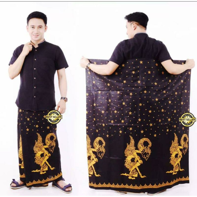 sarung santri Kain katun  / Sarung motif wayang kuning / Sarung Santri Adem / Sarung Batik Wanita