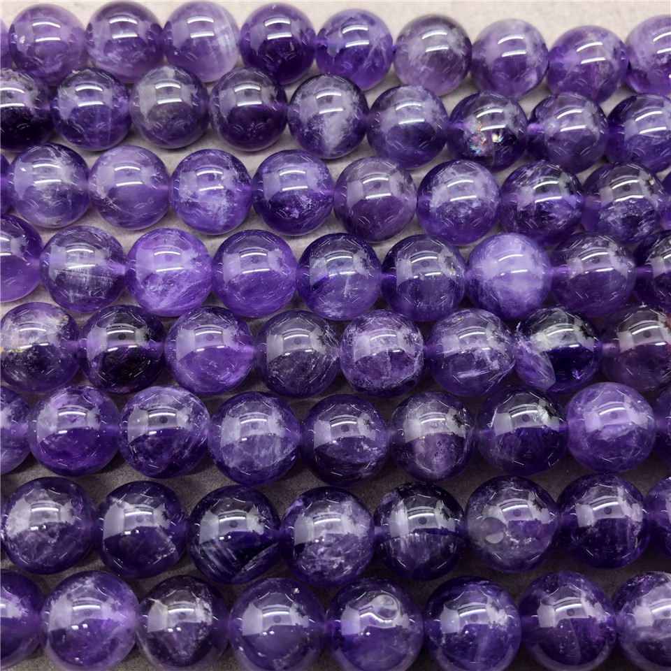 Purple Amethyst Beads Stone Round 4-12mm Gemstone Loose Spacer DIY for Jewelry