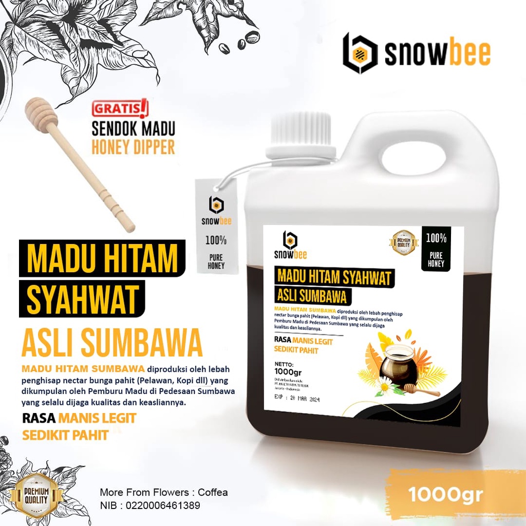 

Madu Hitam Syahwat Asli Sumbawa Snowbee 1kg Free Sendok Madu