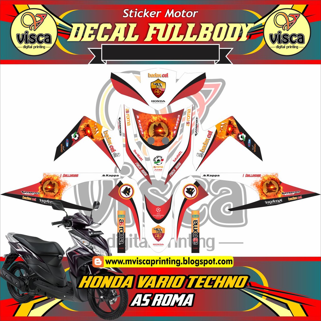 STIKER VARIASI MOTOR VARIO DECAL STRIPING FULL BODY VARIO TECHNO AS ROMA