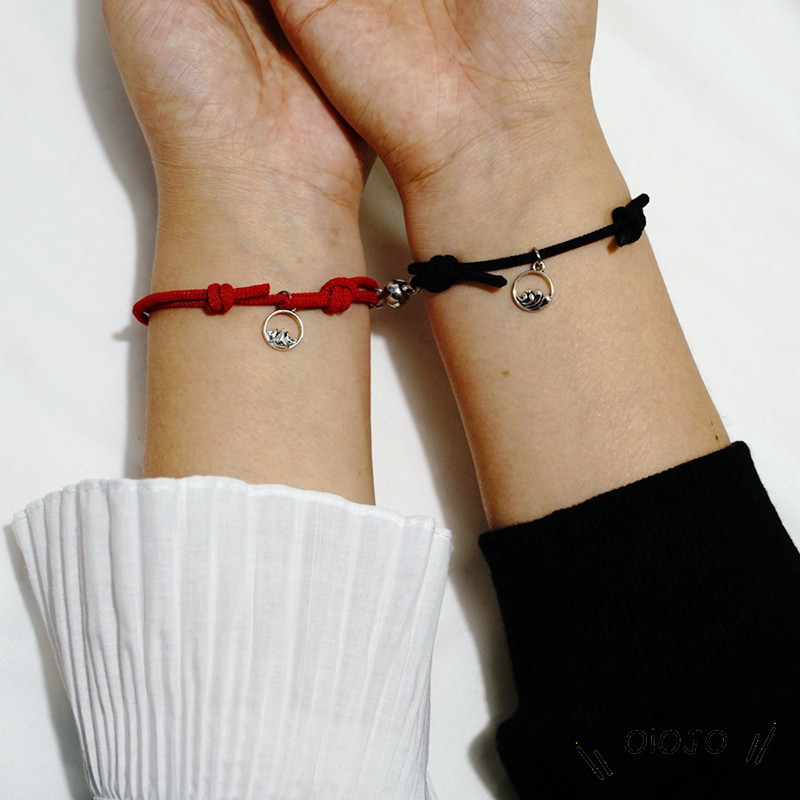 1 Pasang Gelang Couple Magnet Gelang persahabatan Tali Couple Magnet Attract Bracelets -ol