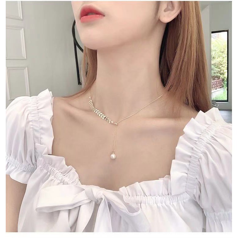 [COD] Kalung Liontin Mutiara/Rantai Klavikula Choker Aksesoris Fashion Korean Import Untuk Wanita