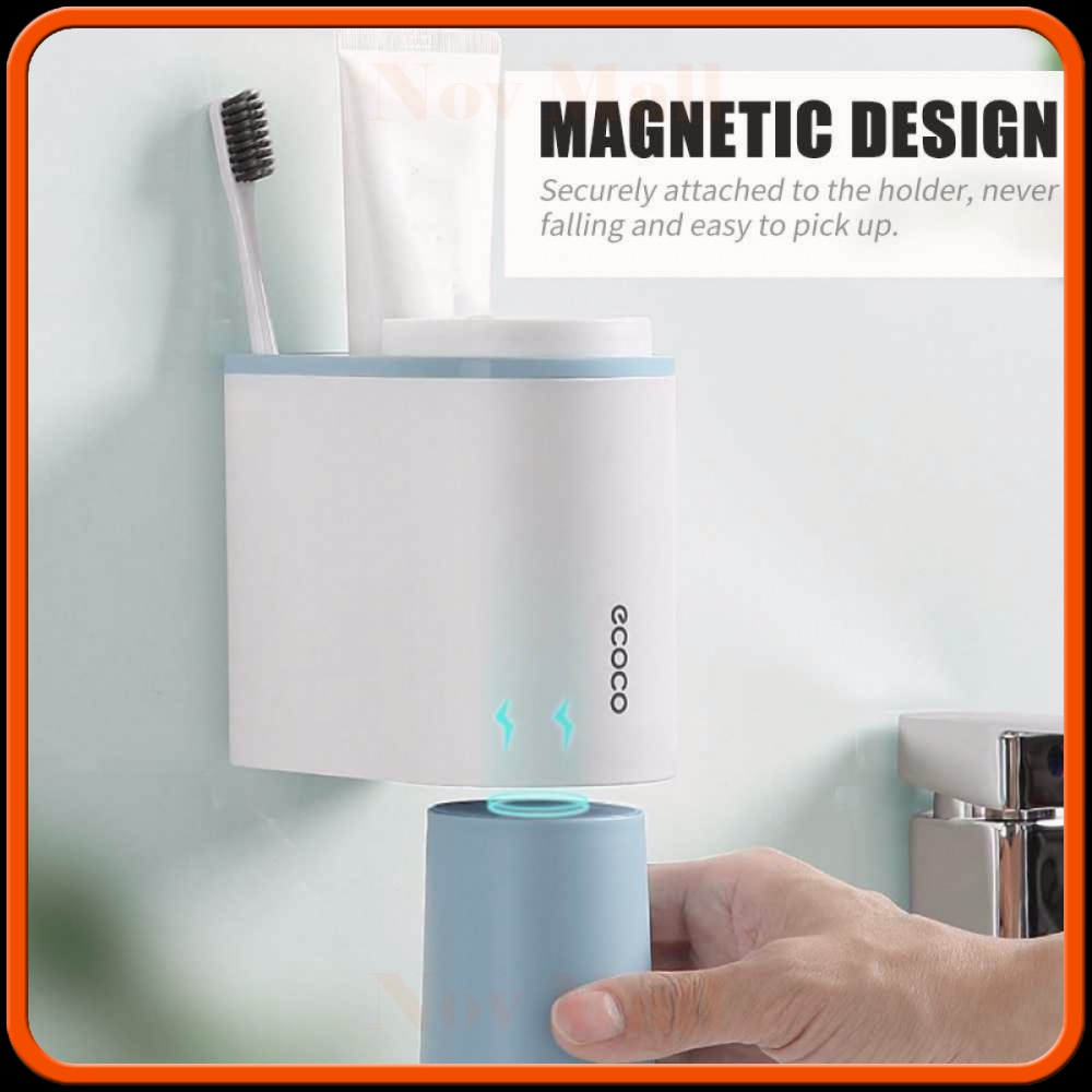 Rak Sikat Gigi &amp; Gelas Magnetic Wall Mounted Toothbrush -GG689