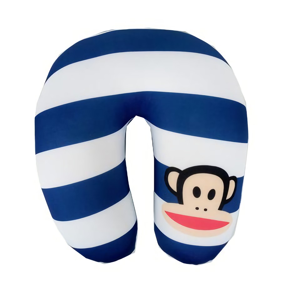 Bantal Leher Lycra Isi Styrofoam untuk Travel - Paul Frank Blue