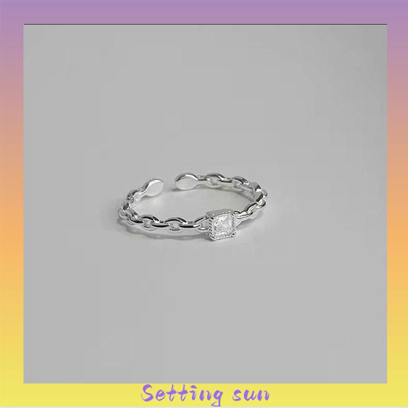 Cincin Berlian Persegi Model Terbuka Untuk Wanita TN