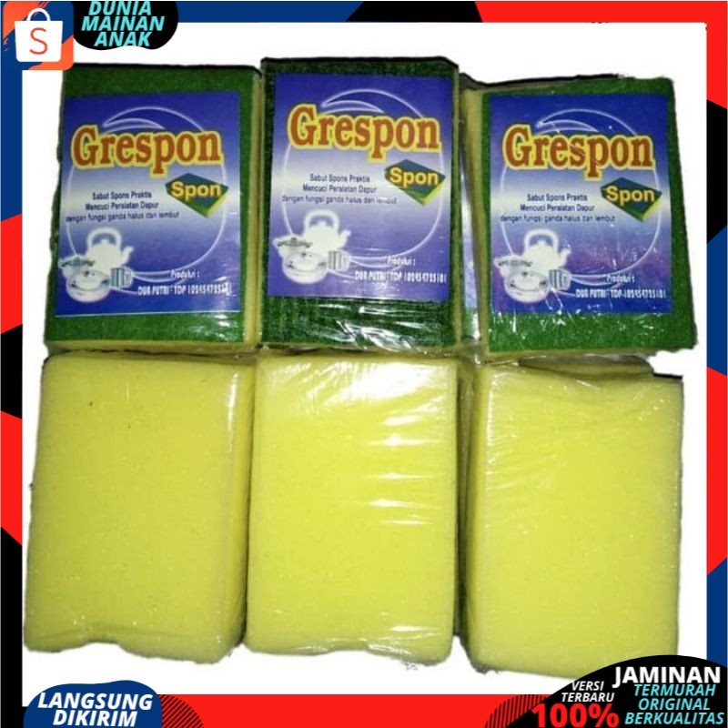 Spon Busa Cuci Piring GRESPON - Spons 2 Sisi Pencuci Alat Dapur Sponge  Best Seller