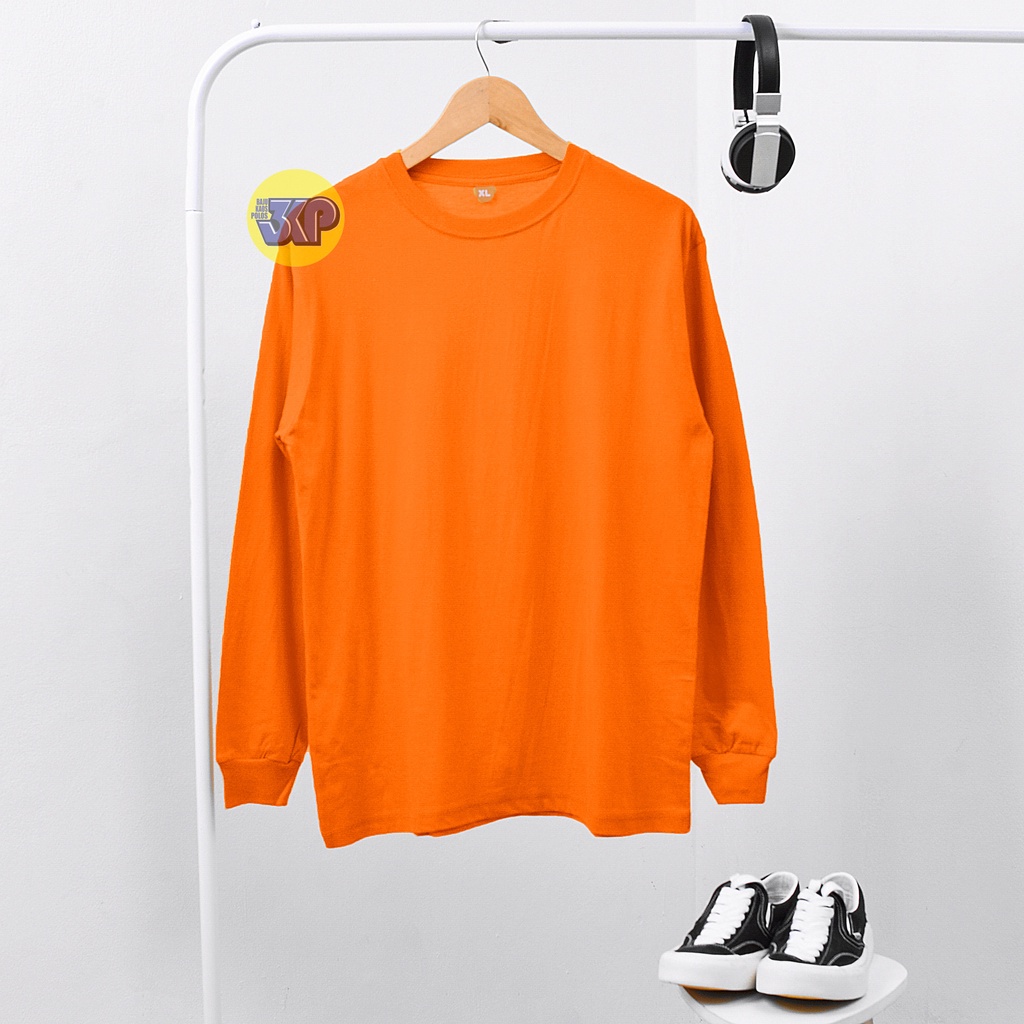 BAJU KAOS POLOS ORANGE LENGAN PANJANG COTTON COMBED 30S UNISEX