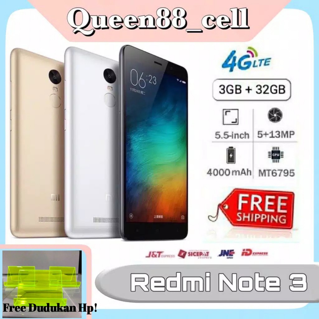 Xiaomi note 3 ram 3GB internal 32GB mediatek 4G LTE