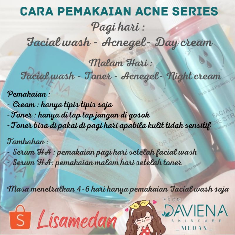 Daviena skincare medan - Acne series Komplit / Paket Hemat Acne 1-2 Best seller-1