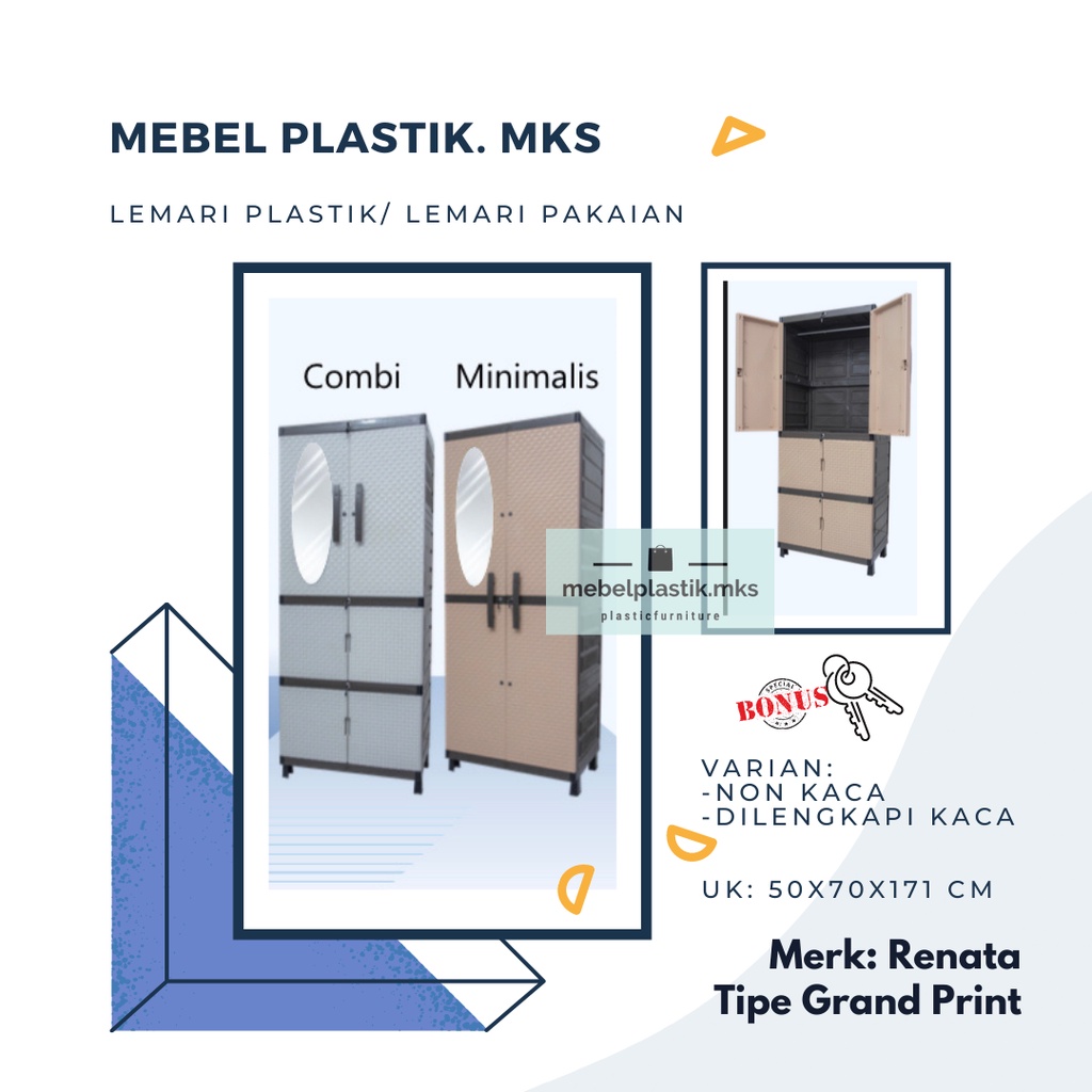 Lemari Baju Combi/ Lemari Pakaian/ Lemari Plastik Susun 4/ Gantung Lemari Rotan/ Lemari Kaca Combi R