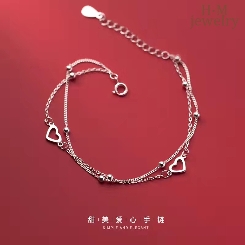 Gelang Double Layer Bentuk Hati Untuk Wanita