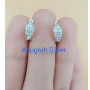 (COD)Anting jepit fashion wanita remaja/dewasa oval kecil perak asli 925/Silver lapisan emas putih murni.