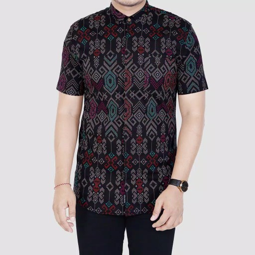 [ready Big Size] Babedo Kemeja Batik Pria Slim Fit Motif Songket Minang Premium Lengan Pendek