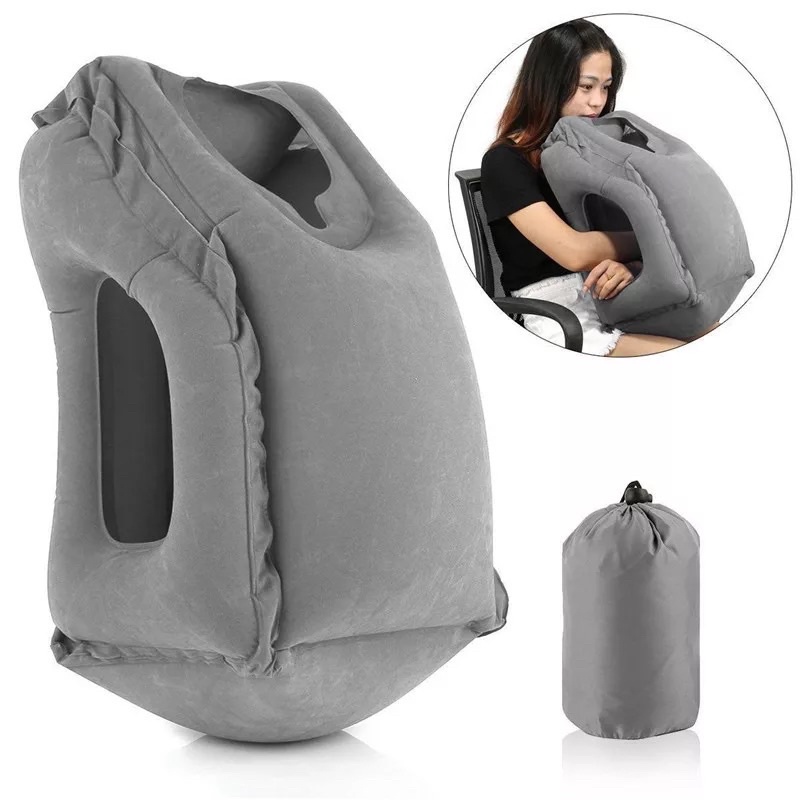 Inflatable Air Cushion Neck Support Pillow Travel Camping Nap - Bantal