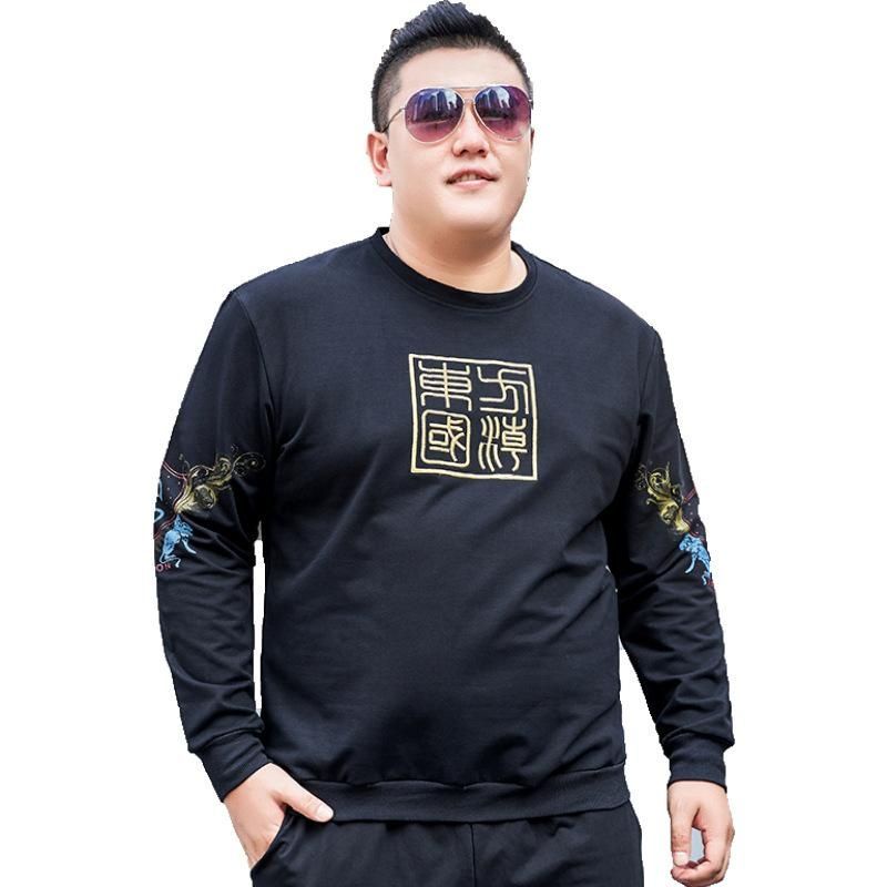 BAJU ATASAN SWEATER LENGAN PANJANG PRIA JUMBO BIG SIZE SUPER BESAR XL XXL XXXL WARNA HITAM MOTIF PRI