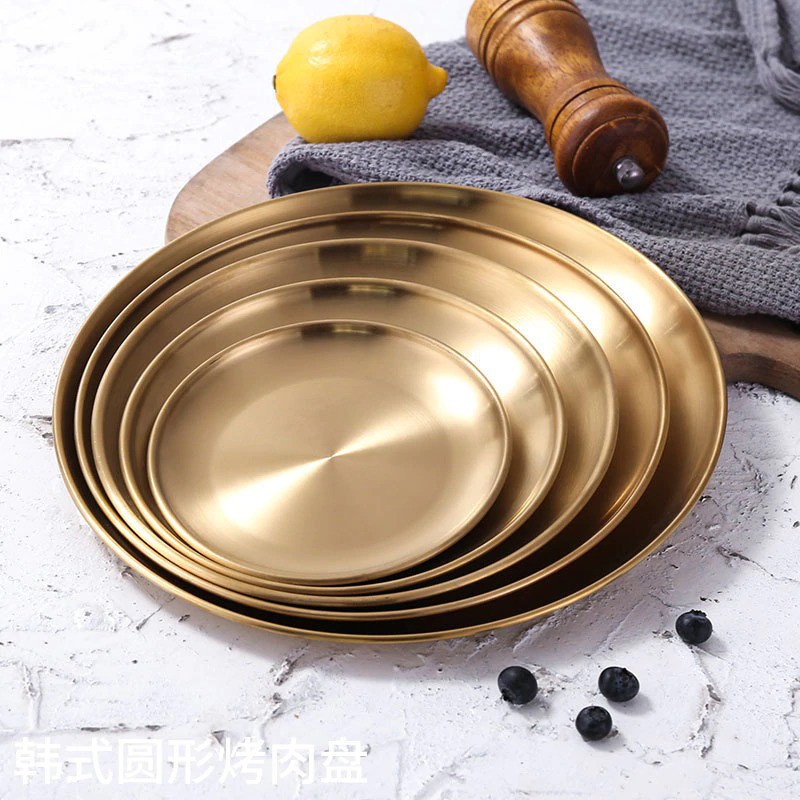 Piring Makan Dekorasi Nampan Baki European Style Stainless Steel - SNTP0016