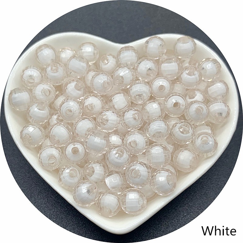 50pcs Manik-Manik Spacer Warna Bahan Akrilik Ukuran 8mm Untuk Membuat Perhiasan Diy