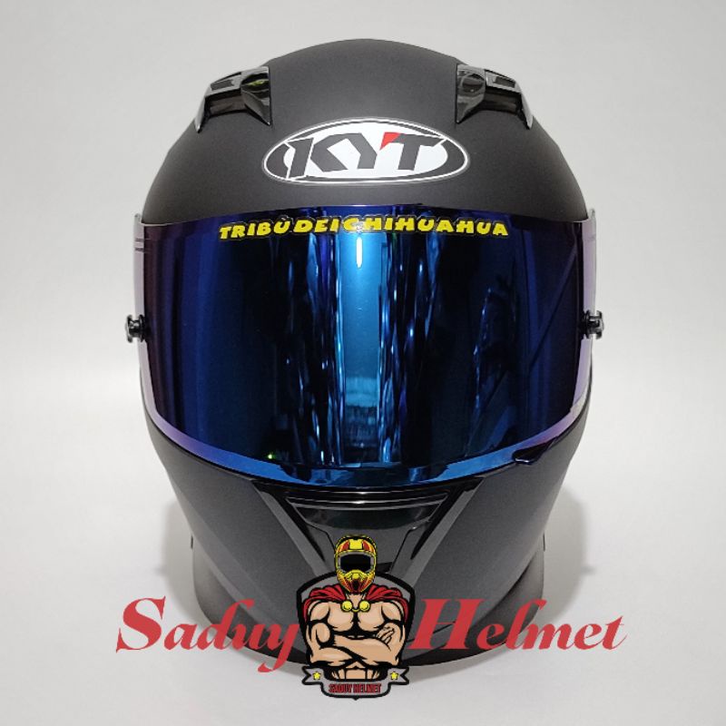HELM KYT R10 SOLID HITAM DOP - BLACK DOP PAKET GANTENG-4
