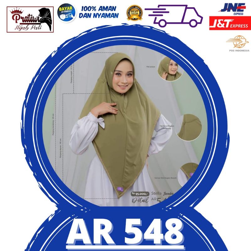 ARRAFI AR 548 Jilbab Hijab Kerudung Bergo Jumbo Instan Terbaru Terlaris Serut best seller ORI by Hij