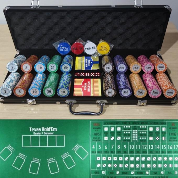 Poker Chip Coin Koin Set 500 pcs + Koper Alumunium Texas Holdem