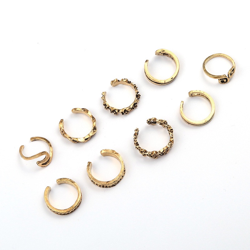 9pcs / Set Cincin Kaki Wanita Model Terbuka Adjustable Warna Emas / Silver Gaya Retro Untuk Musim Panas / Pantai