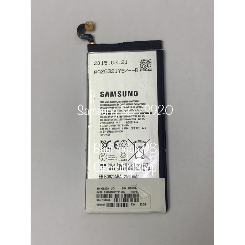 Samsung S6 Original SEIN baterai batere battery batre Ori 100 SM-G9200 EB-BG920ABE