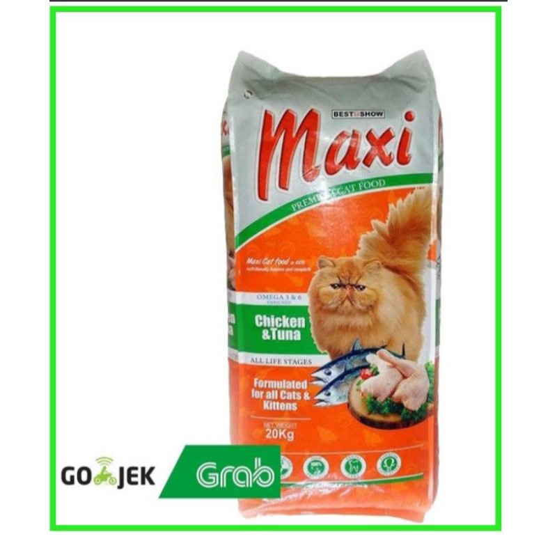 Maxi Cat Food Tuna Chiken all stage promo 20kg (Go-jek) makanan kucing segala usia termurah