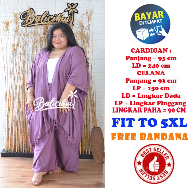 Balicihui Setelan Cardigan Jumbo Setelan Cardigan Plus Size Setelan Cardigan Bigsize