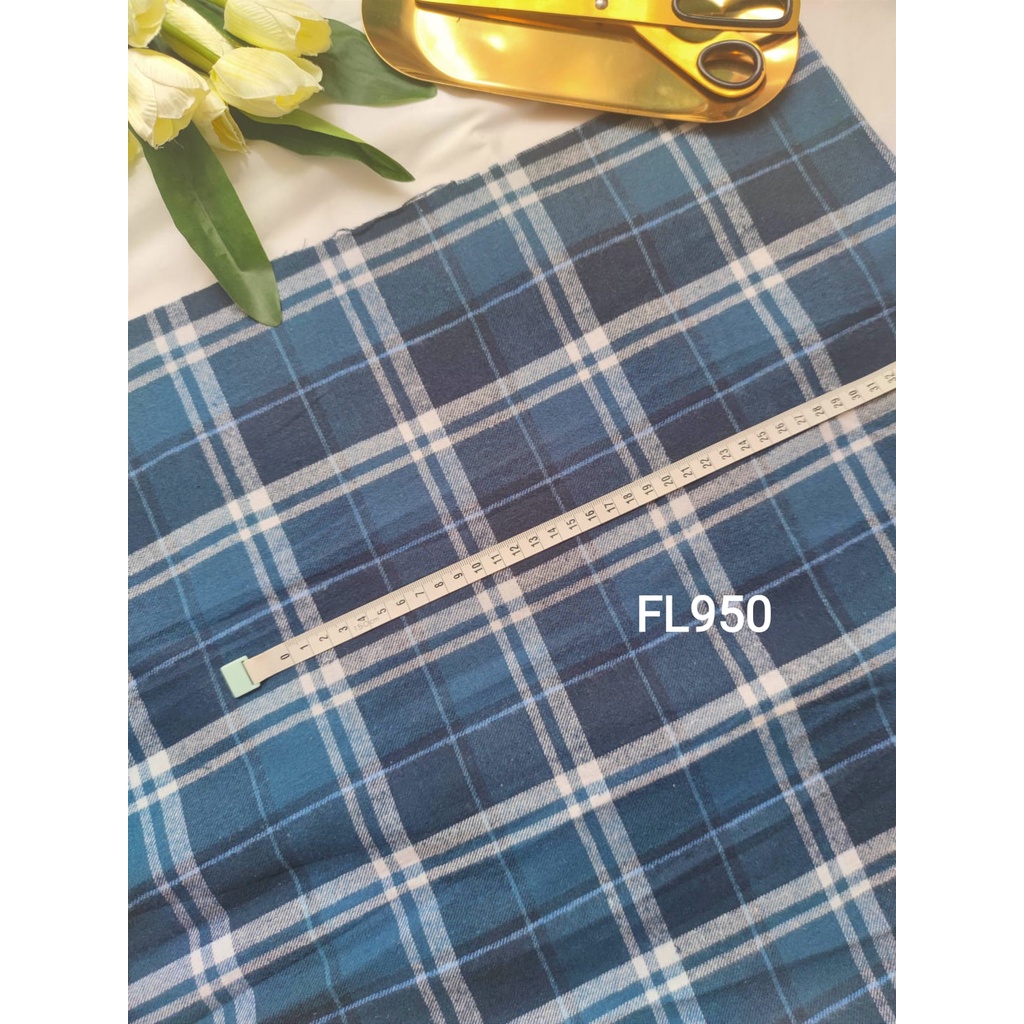 BIRU kain flanel bahan kotak katun yarndyed harga per 0.5meter/kain meteran happychild