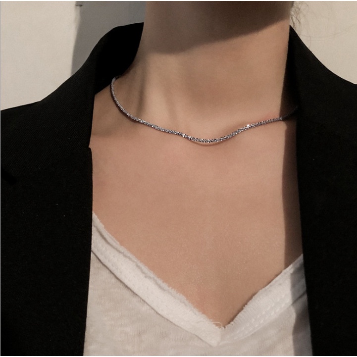 2022 Kalung Choker Rantai Kristal Warna Silver Untuk Wanita