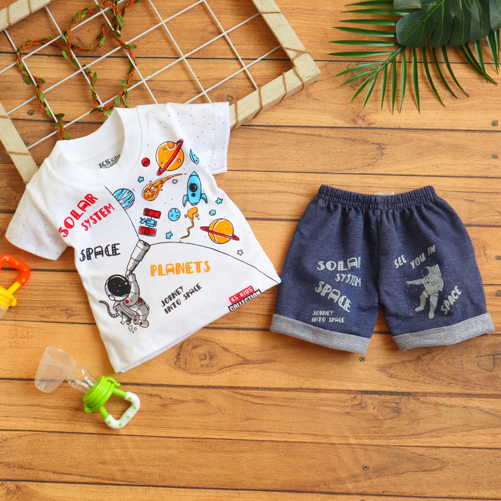 KS Kids Motif Solar System Setelan Baju  Celana Bayi Anak  