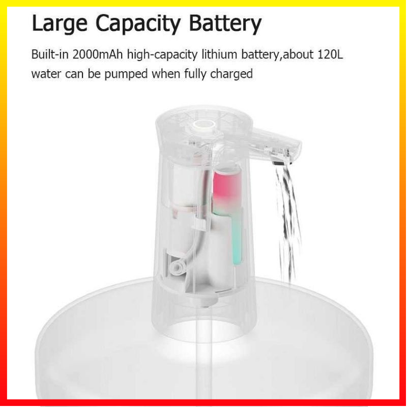 Pompa Galon Air Baterai 2000mAh Colokan Type C Dispenser Automatic Pump One -Touch Inductive Operation Sothing - XOHX4KBK